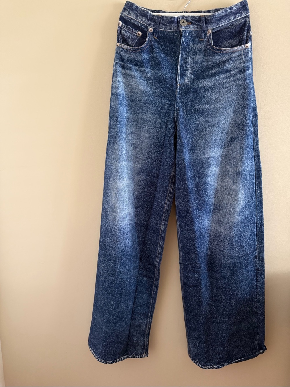New! Elan Sweat Jeans Wide-Leg Washed Blue Jeans